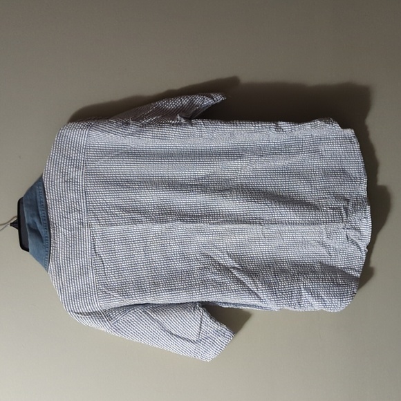 Blue and White Striped Shirt with Denim Collar - Details Sportswear - Size: L - Picture 4 of 4